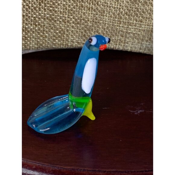 Blown Glass Blue Bird figure Vintage 2 inch tall - Picture 8 of 9